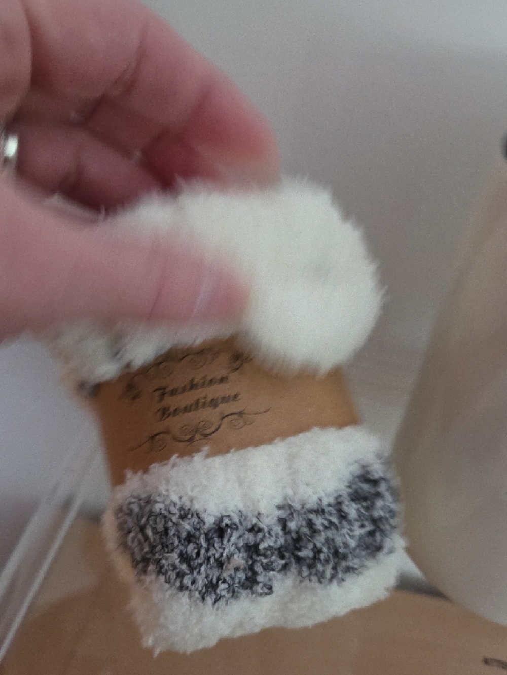 Rae Dunn NWT coffee Mug,  Gift Tag with Black Ribbon & Cozy Socks - Picture 5 of 6